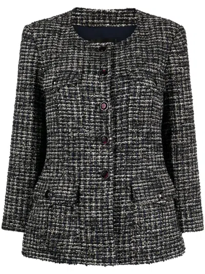Pre-owned Chanel Single-breasted Tweed Jacket In Black