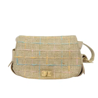 Pre-owned Chanel Single Flap Beige Wool Shoulder Bag ()