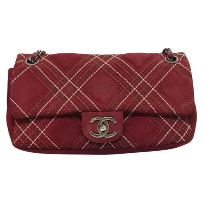 Pre-owned Chanel Single Flap Burgundy Suede Shoulder Bag ()