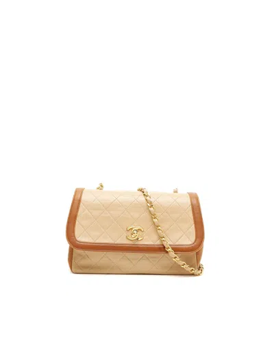 Chanel Single Flap Flap Bag In Beige