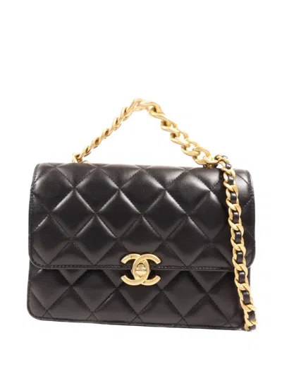 Pre-owned Chanel Single Flap Two-way Handbag In Black