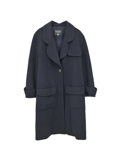 Pre-owned Chanel Single-breasted Coat In Blue