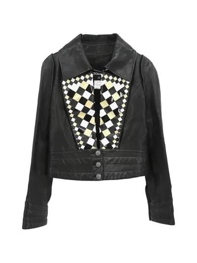 Pre-owned Chanel Single-breasted Leather Jacket In Black