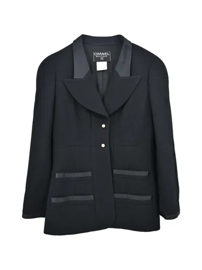 Pre-owned Chanel Single-breasted Tweed Jacket In Black