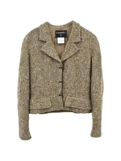 Pre-owned Chanel Single-breasted Tweed Jacket In Brown