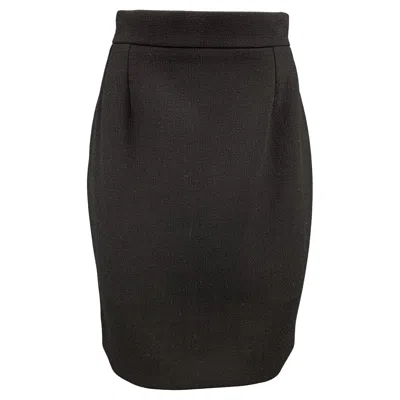 Pre-owned Chanel Size 10 Black Crepe Wool Pencil Skirt