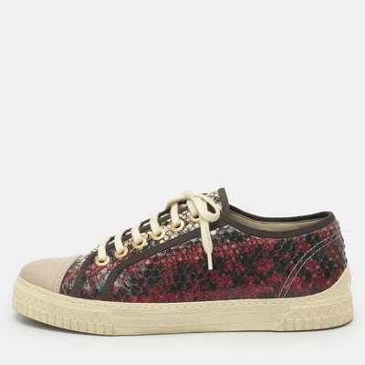 Pre-owned Chanel Size 38.5 Multicolor Leather And Python Leather Low Top Sneakers
