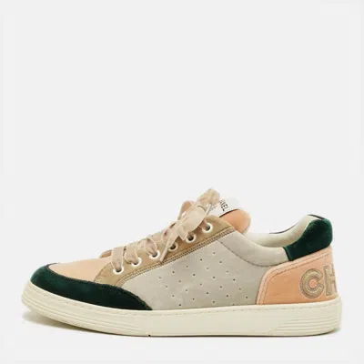 Pre-owned Chanel Size 39 Multicolor Velvet Low Top Sneakers