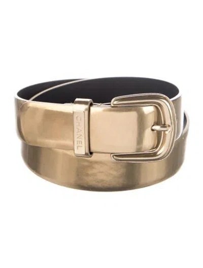 Pre-owned Chanel Skinny Leather Waist Belt In Gold
