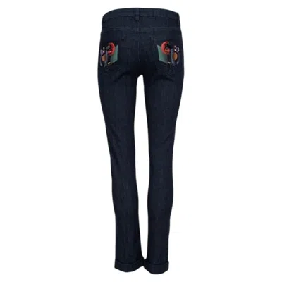 Pre-owned Chanel Skinny Rhinestones Jeans Sz.s (fr36) In Black