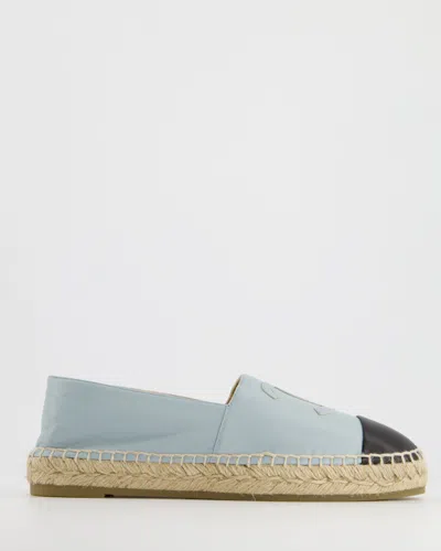 Pre-owned Chanel Sky Leather Cc Logo Espadrilles In Blue