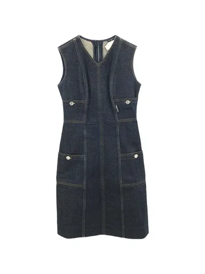 Pre-owned Chanel Sleeveless Denim Dress In Blue