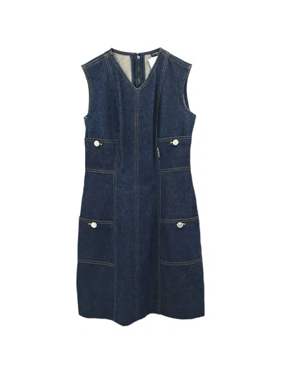 Pre-owned Chanel Sleeveless Mini Denim Dress In Blue