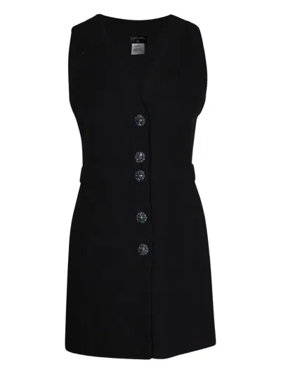 Pre-owned Chanel Sleeveless Mini Dress In Black