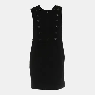 Pre-owned Chanel Sleeveless Sheriff Tweed Dress Fr 36 In Black