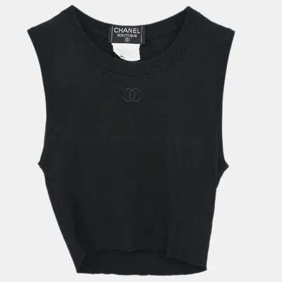 Pre-owned Chanel Sleeveless Tank Top Cropped Black P95 #40