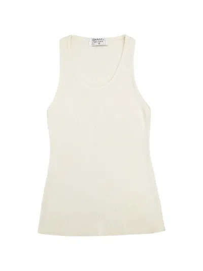 Pre-owned Chanel Sleeveless Tank Top In White