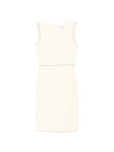 Pre-owned Chanel Sleeveless Tweed Dress In Neutral