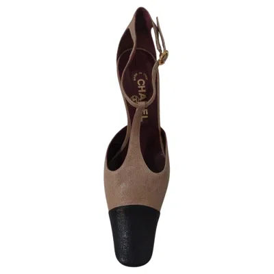 Pre-owned Chanel "slingback" Bicolor Décolleté Size 38 In Black