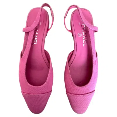Pre-owned Chanel Slingback  In Pink Canvas
