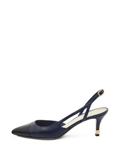 Pre-owned Chanel Slingback Heeled Pumps In Blue