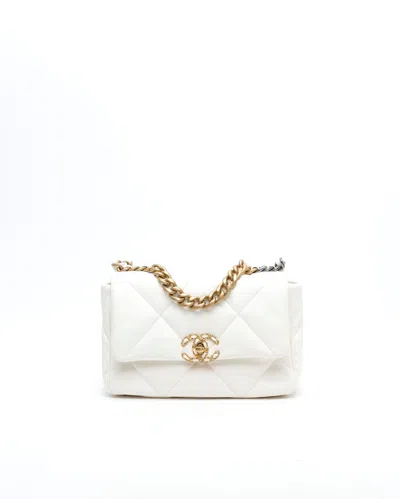 Pre-owned Chanel Small 19 Bag In White