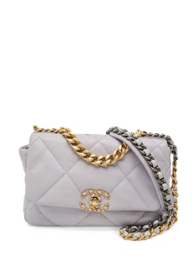 Pre-owned Chanel Small 19 Flap Quilted Shoulder Bag In Purple