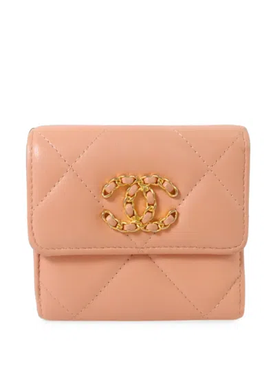 Pre-owned Chanel Small 19 Flap Wallet In Pink