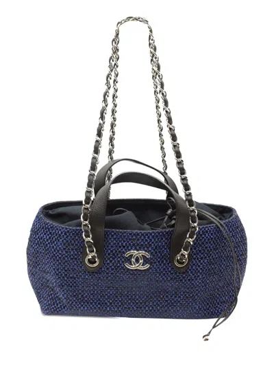 Pre-owned Chanel Small 2 Way Tote Bag In Blue