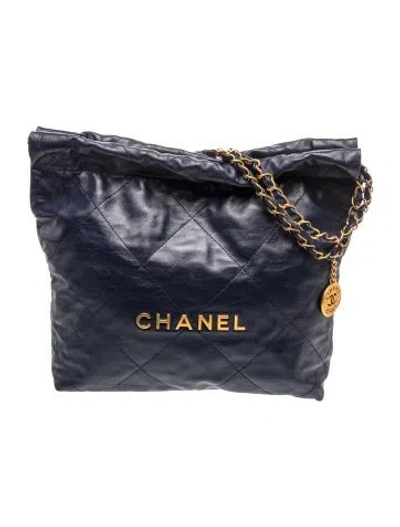 Pre-owned Chanel Small 22 Hobo In Blue