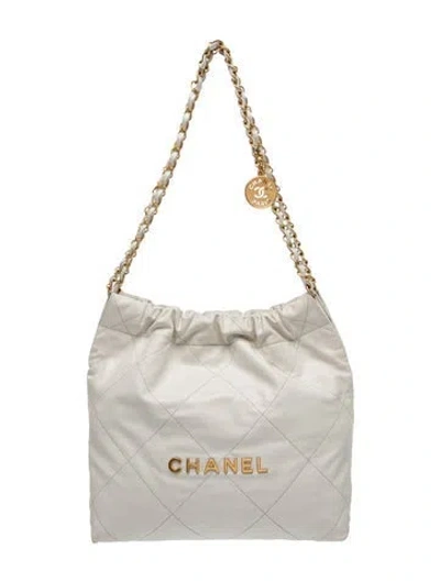 Pre-owned Chanel Small 22 Hobo In White