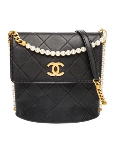 Pre-owned Chanel Small About Pearls Hobo In Black