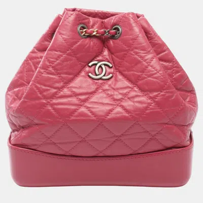 Pre-owned Chanel Small Aged Calfskin Gabrielle Backpack Pink Aged Calfskin Leather Bag