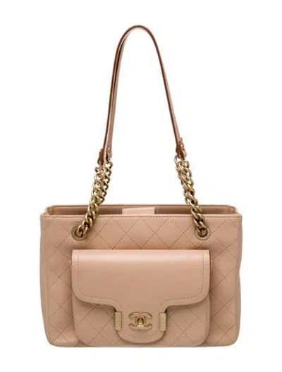 Pre-owned Chanel Small Archi Chic Shopping Tote In Neutral