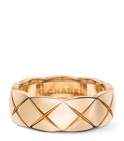 Pre-owned Chanel Small Beige Gold Coco Crush Ring