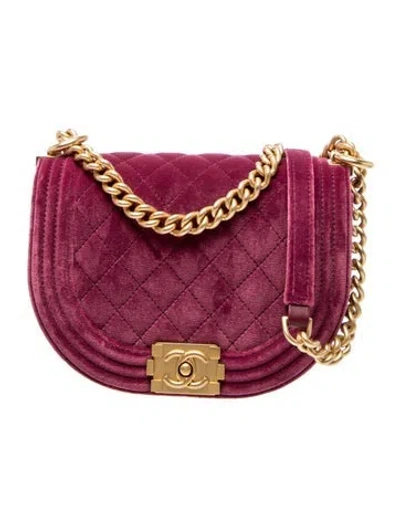 Pre-owned Chanel Small Boy Messenger Bag In Purple
