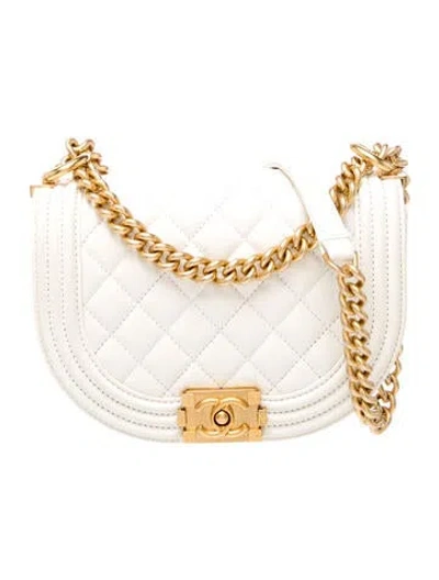 Pre-owned Chanel Small Boy Messenger Bag In White