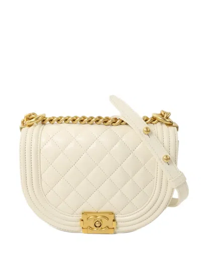 Pre-owned Chanel Small Boy Quilted Crossbody Bag In Neutral