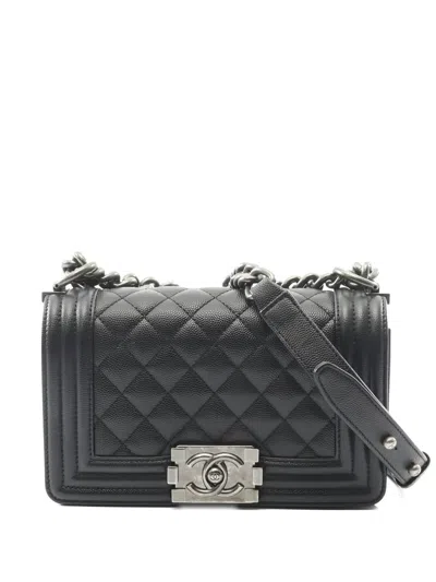 Pre-owned Chanel Small Boy Shoulder Bag In Black