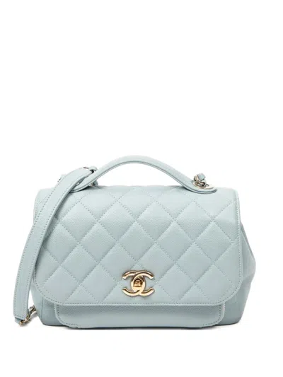 Pre-owned Chanel Small Business Affinity Handbag In Blue