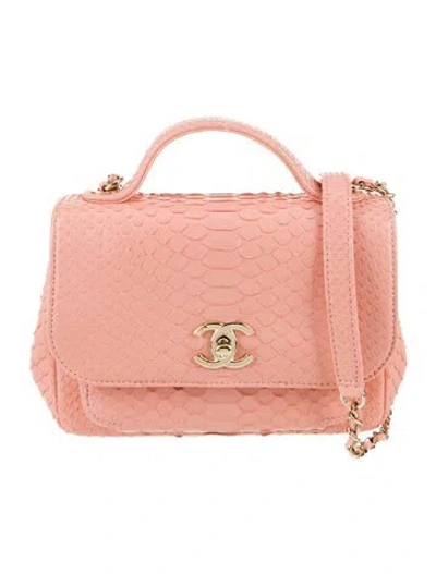 Pre-owned Chanel Small Business Affinity Python Flap Bag In Pink