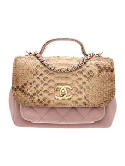 Pre-owned Chanel Small Business Affinity Python Flap Bag In Pink