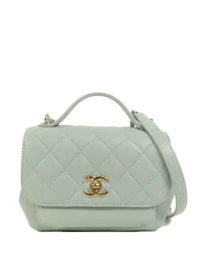 Pre-owned Chanel Small Business Affinity Quilted Shoulder Bag In Blue