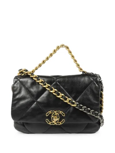 Chanel Small C19 Diamond-quilted Shoulder Bag In Black