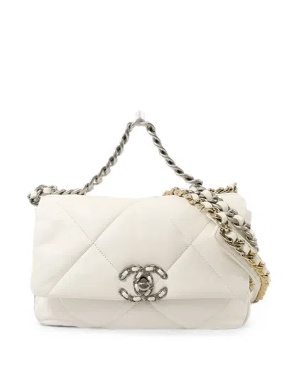 Chanel Small C19 Diamond-quilted Shoulder Bag In White