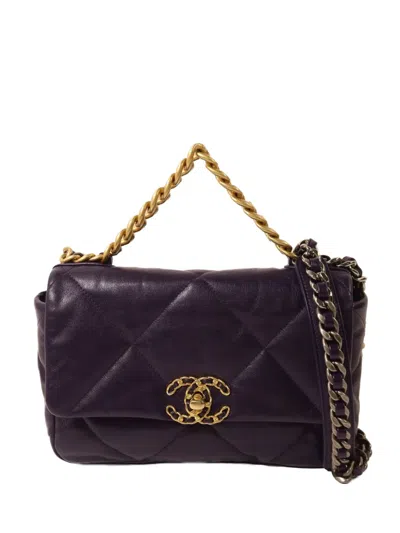 Pre-owned Chanel Small C19 Flap 2 Way Shoulder Bag In Purple