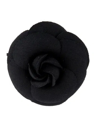 Pre-owned Chanel Small Camellia Brooch In Black