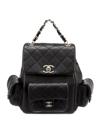 Pre-owned Chanel Small Cargo Duma Backpack In Black
