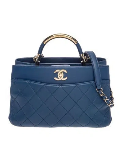 Pre-owned Chanel Small Carry Chic Tote In Blue