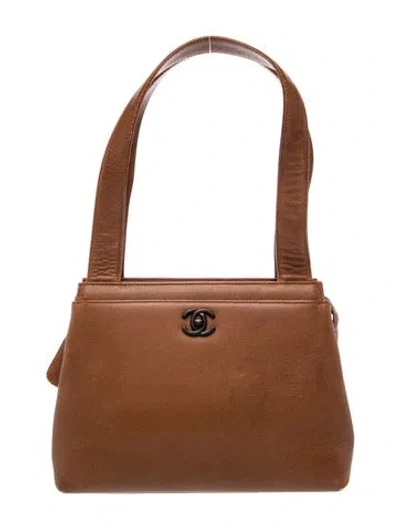 Pre-owned Chanel Small Caviar Cc Tote In Brown